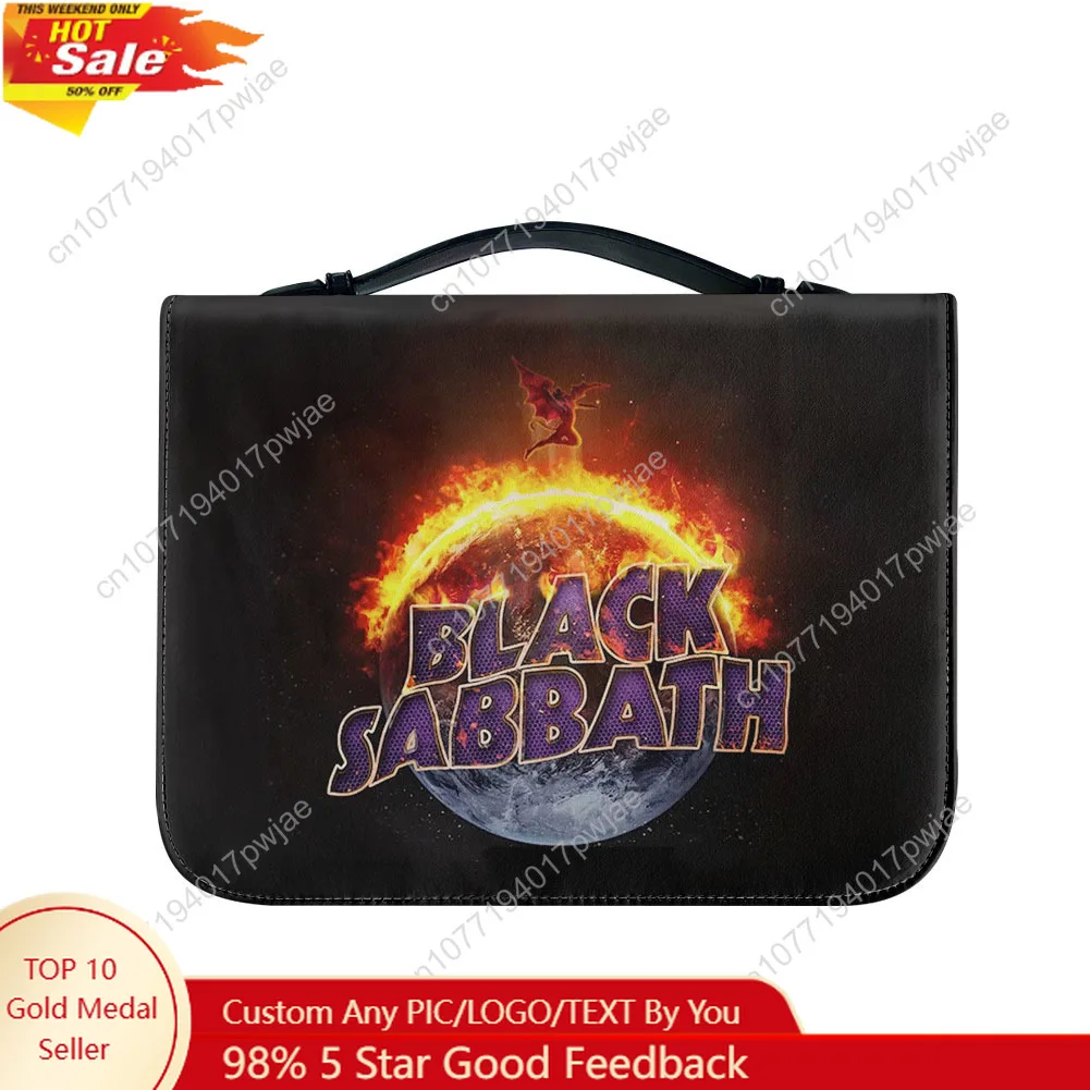 

Black Sabbath Rock Band Bible Bags Christian Gifts Personalized Cover Bible Pack Waterproof Leather Bag Pockets Package Case