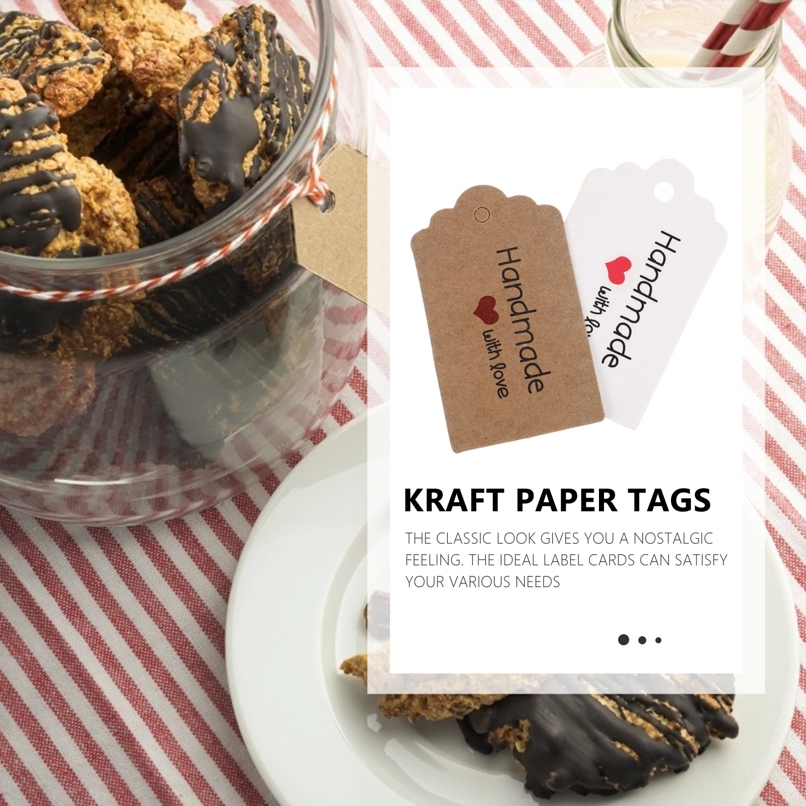 200 Pcs Paper Durable Eco Friendly Food Labels Party Bag Packing Label Gift Food Package Tags Tags Hole Design