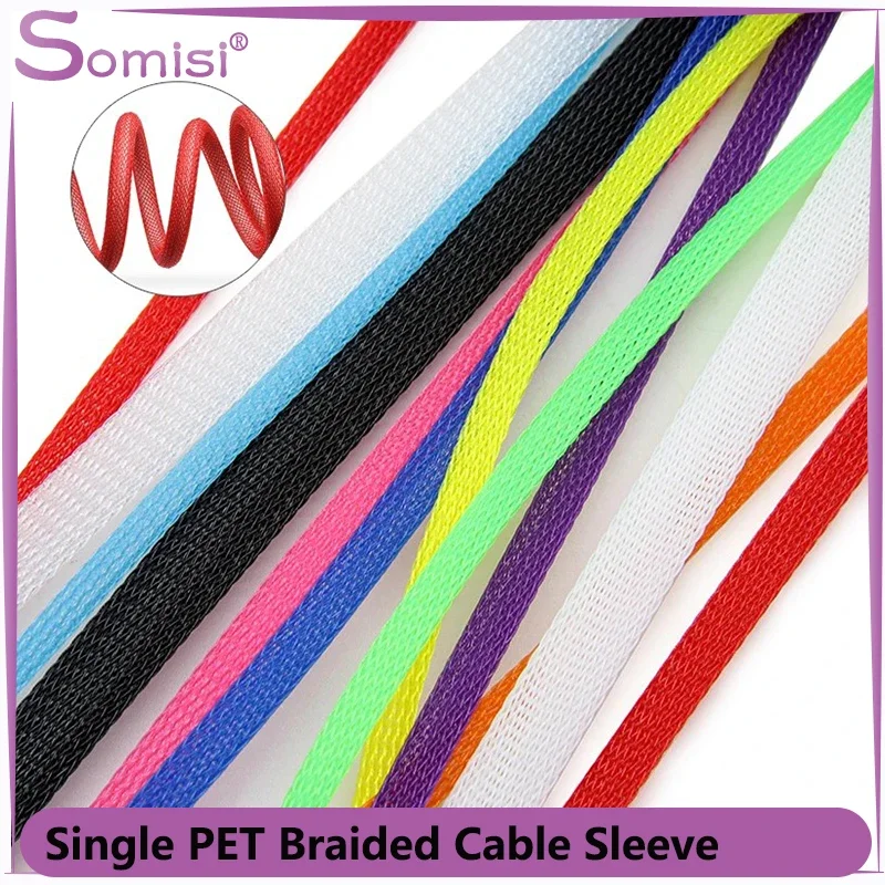 

2/5/10/20M Braided Cable Sleeve 3~10mm Single PET Expandable Nylon USB Data Keyboard Cable Sheath Protector Braid For Wires