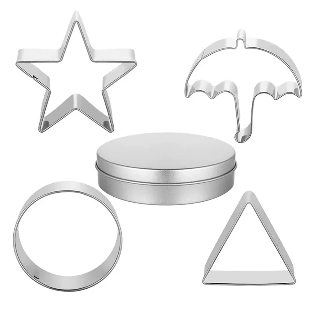 Korean Dalgona Sugar Candy Cutters Set Metal Cookie Cutters Umbrella Star Triangle Sugar Mould Baking Candy Desserts Tools Kit