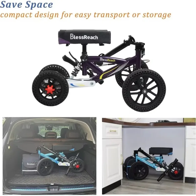 سكوتر الركبة المحدث بالكامل لإصابات القدم العكازات المدمجة، مشاية الركبة بفرامل القرص، مشاية الركبة القابلة للطي لجميع التضاريس