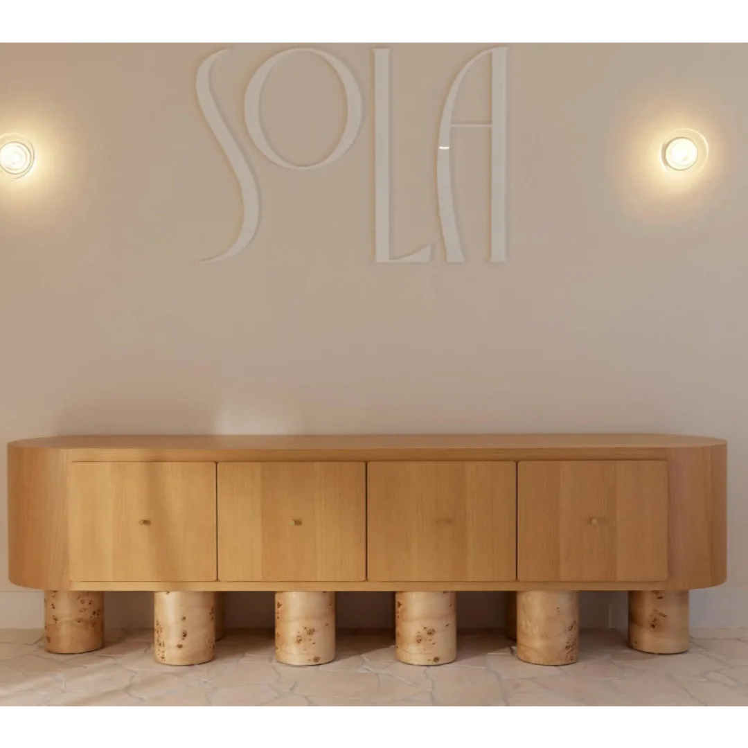 ^Nordic Style Middle Ancient Solid Wood TV Cabinet with Storage Freestanding No Assembly Required