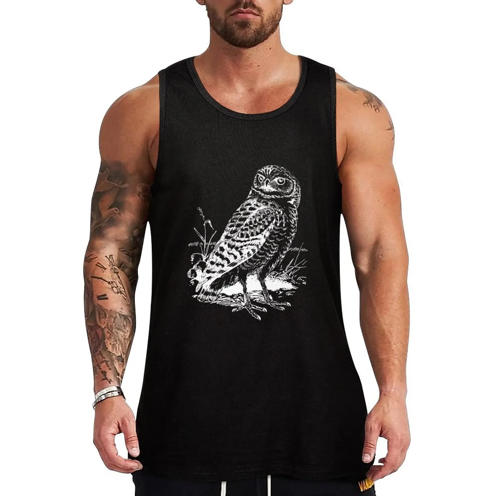 

White eagle owl owl Tank Top Fitness men clothing clothes for men summer fitness