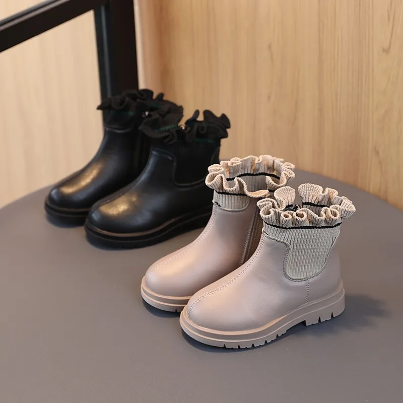 

Модные и элегантные ботинки на молнии для девочек, легкие и нескользящие ботинки, подходящие для студентов в помещении и на открытом воздухе, автоматические.