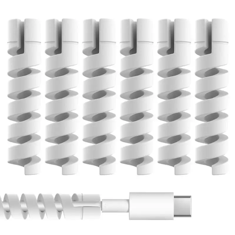 Pelindung kabel Data 6 buah pembungkus kabel fleksibel Spiral pelindung kabel Charger pelindung kabel Spiral kartun