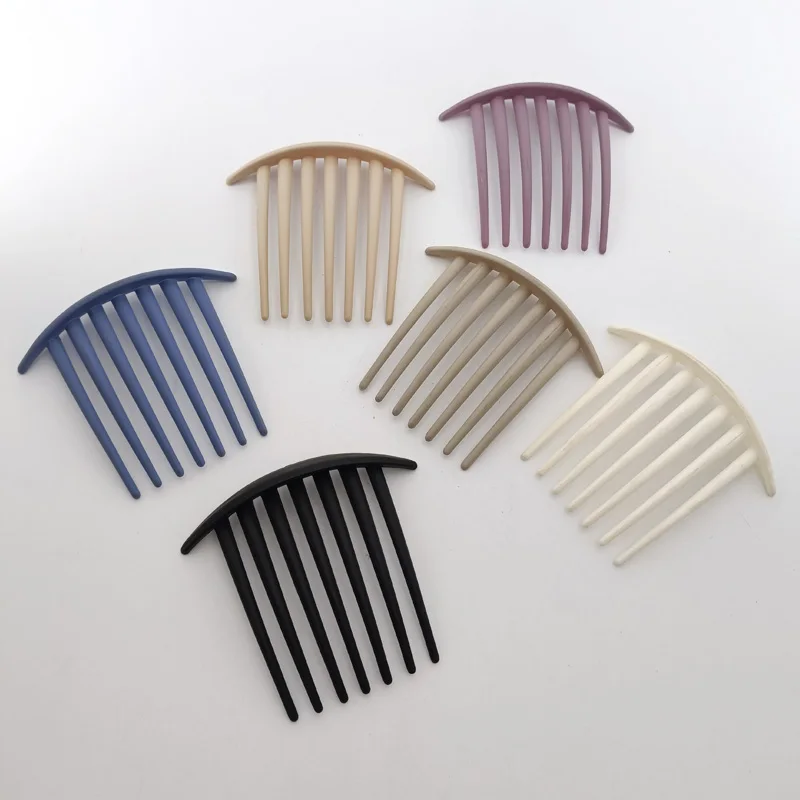 Colorful Headdress Fashion Girls Women Accessories 9cm Frosted solid color Vintage Boutique Frosting 7 teeth Plastic Hair Combs