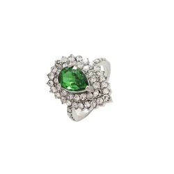 CAOSHI Luxury Women's Finger Rings for Party Bright Green Pear-shaped Crystal Noble Lady Vintage Style Accessories Gorgeous Gift