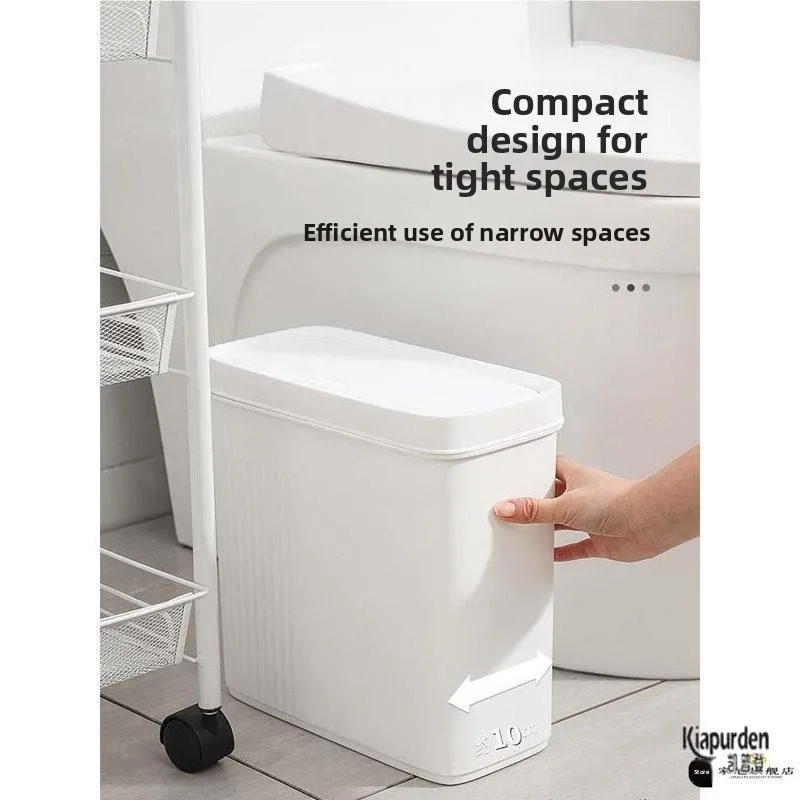 Ultra-Thin Bathroom Compost Bin 10cm Press Type Small Size Large Capacity Toilet  Trash Can Flat Body for Household Use