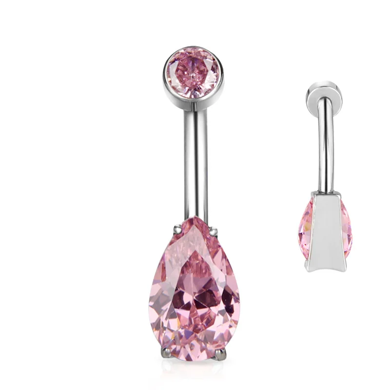 G23 Titanium Big Water Drop Navel Piercing Ombligo AAA Zircon Navel Ring Belly Button Rings Pircing Nombril Dance Party Jewelry
