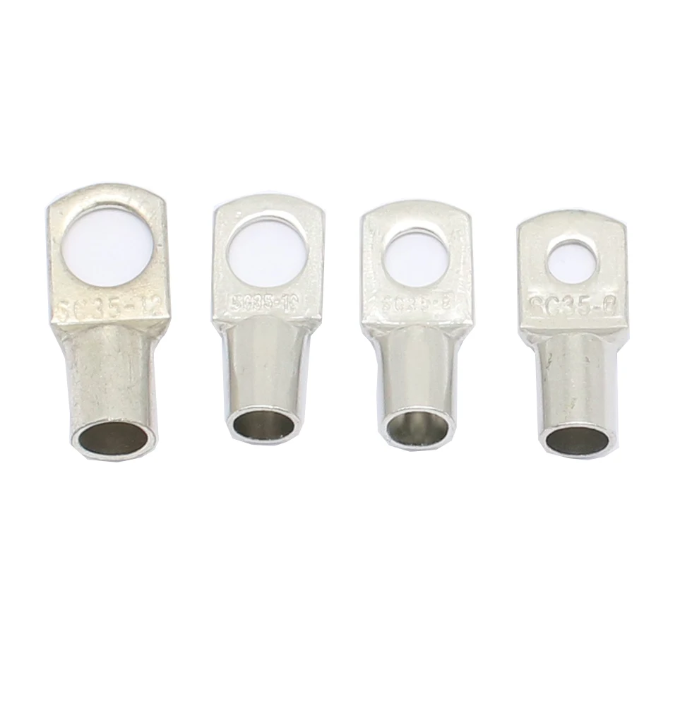 10PCS/5PCS SC35-6 35-8 35-10 35-12 Copper Cable Lug Kit Bolt Hole Tinned Cable Lugs Battery Terminals Copper Nose Wire Connector
