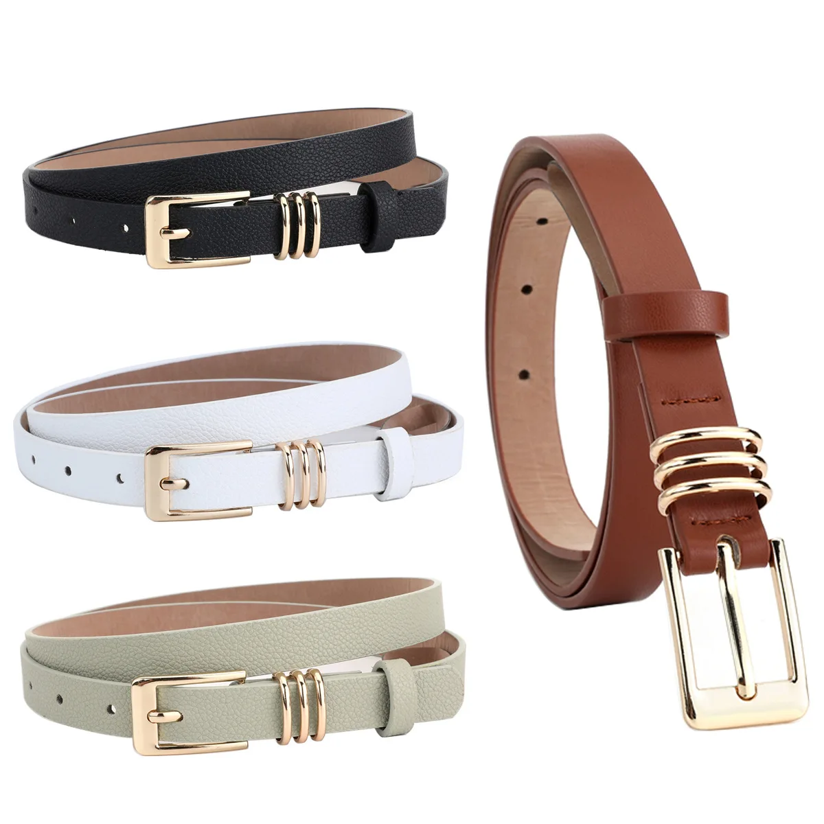 

Retro Solid Simple Belt Women Fashion High-quality Brown Black Khaki Buckle Belt Popular Trend Belt for Pants Jeans
