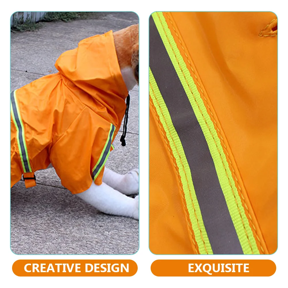

Rain Coats Dog Jacket Puppy Small with Hat Raincoat Hood Jackets Orange for Dogs