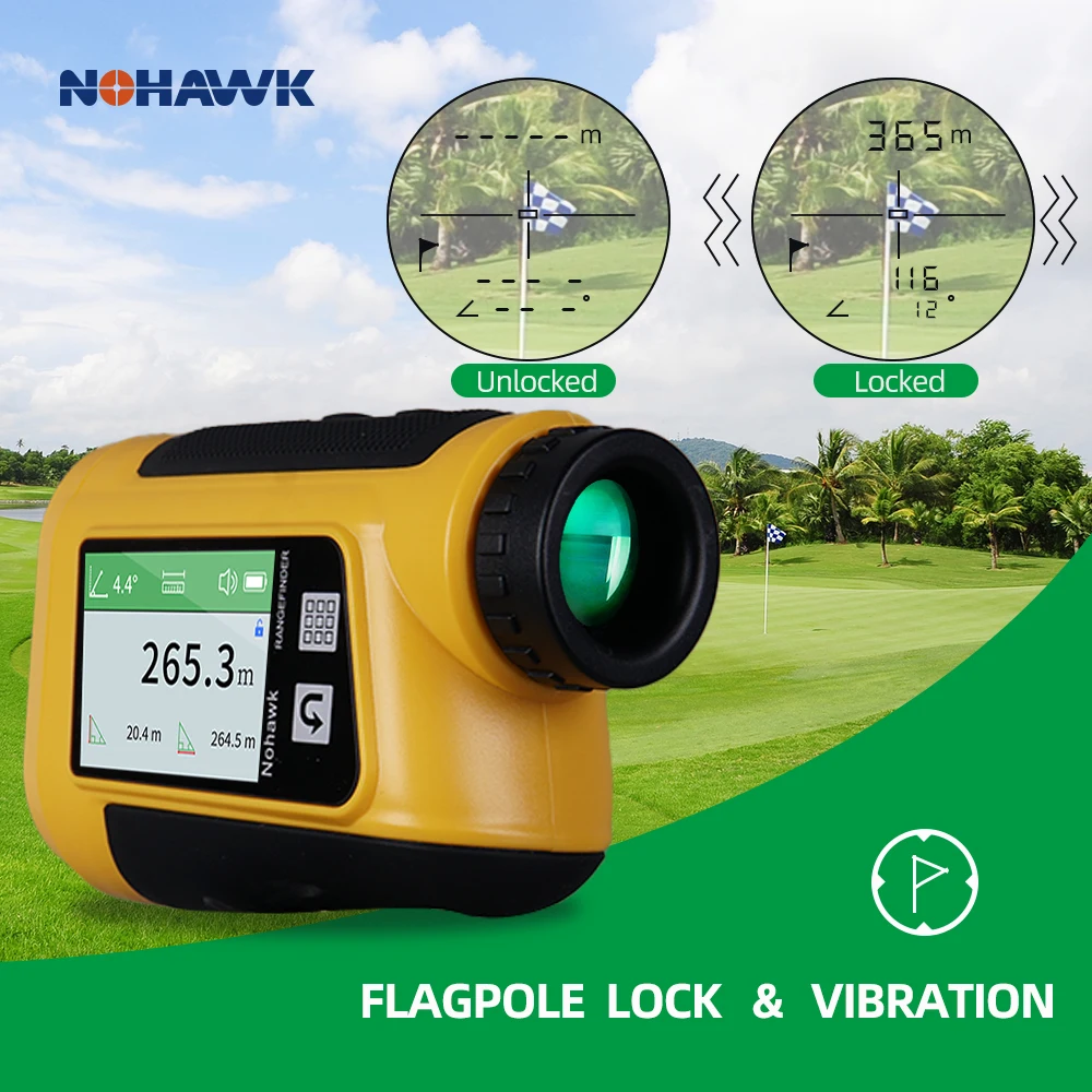 Laser Golf Rangefinder With Slope Monocular Range Finder With Side Screen Display Rechargeable Flag Lock Vibration For Golfer