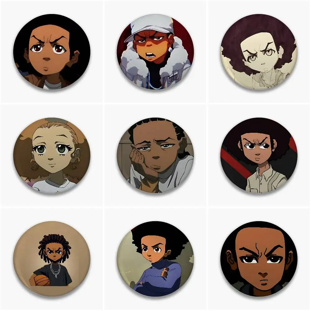 Huey Freeman Boondocks Abzeichen Weißblech Soft Button Pin Brosche Metall Abzeichen Custom Schmuck Zubehör Hut Tasche Revers