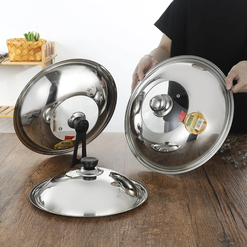 Explosion-proof glass visible lid food-grade non-magnetic stainless steel lid frying pan flat-bottomed large lid 30CM-40CM.