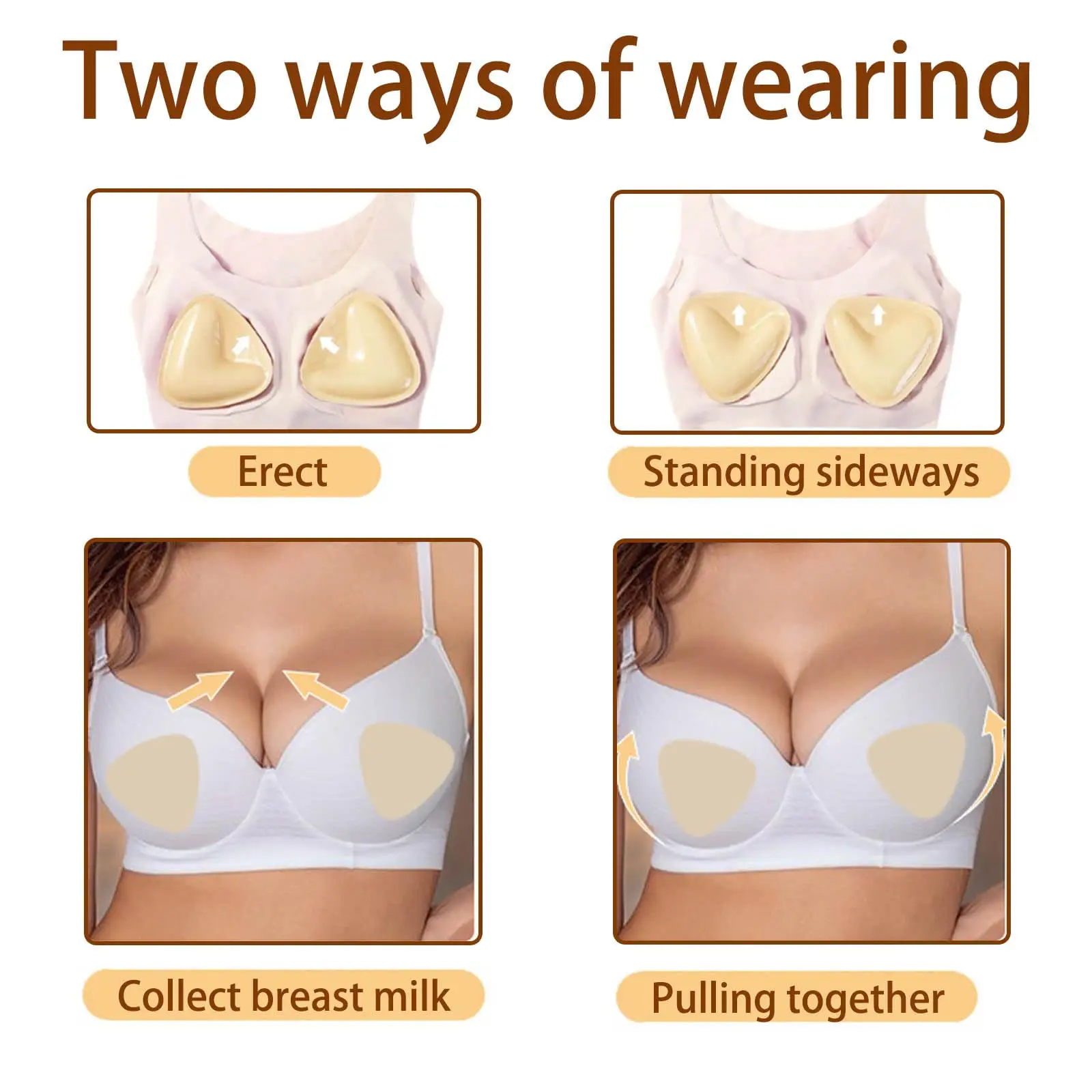 Self adhesive bra, underwear pad, sportswear sponge silicone pad, thickened small chest display, large triangle heart chest pad image 5