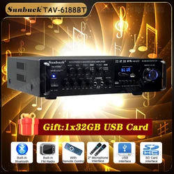 12V 220V Bluetooth Sound Amplifier Support Microphone input USB SD FM AUX Digital Audio Stereo Amplificador Speaker For Home Car