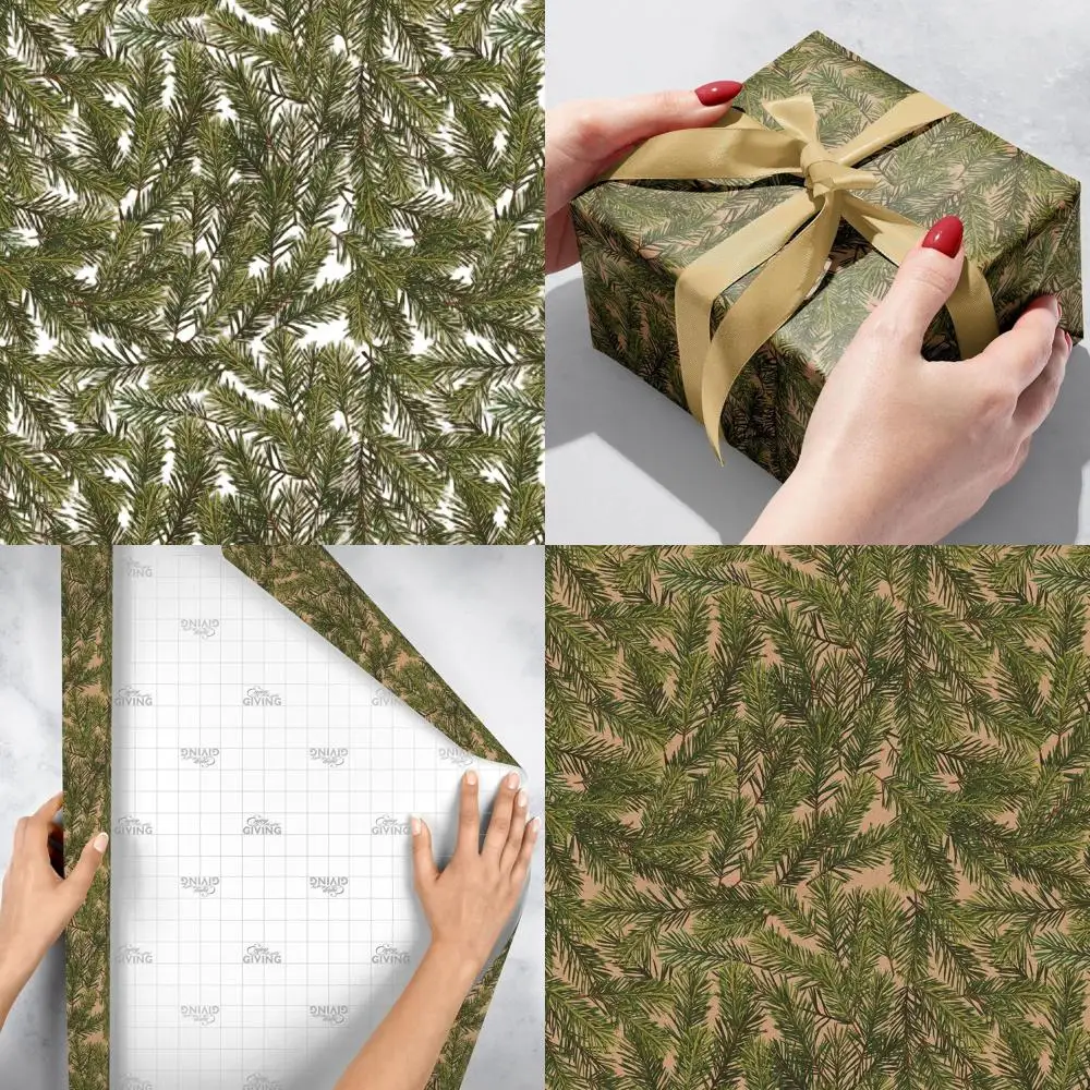 

Jumbo Rolls Christmas Gift Wrapping Paper, Evergreen Kraft (6 Rolls, 10ft x 30in)