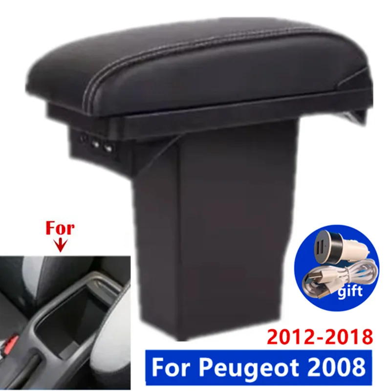 

For Peugeot 2008 Armrest box For Peugeot 2008 2012-2018 Center Storage Box With USB Interior Dedicated Retrofit Car Accessories