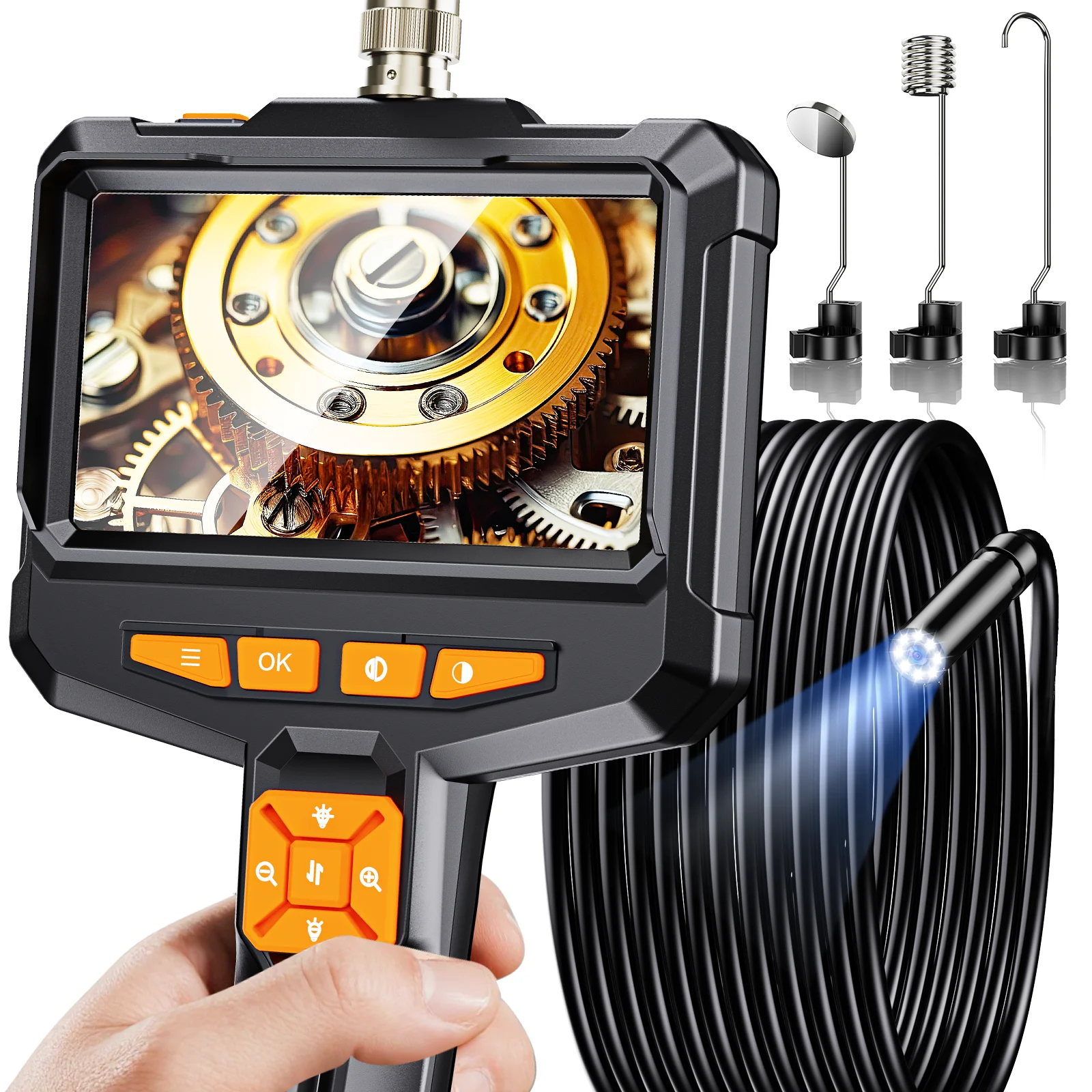 Endoscope Camera with Light Handheld Borescope with 4.3