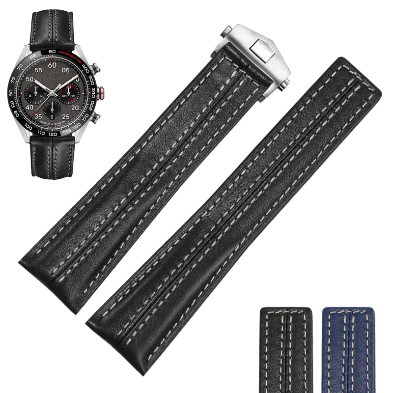 

Watchband For TAG Heuer Carrera Series Porsche Co-branded High-quality Leather Watchbands Monaco F1 Men's Strap 22MM Wristband
