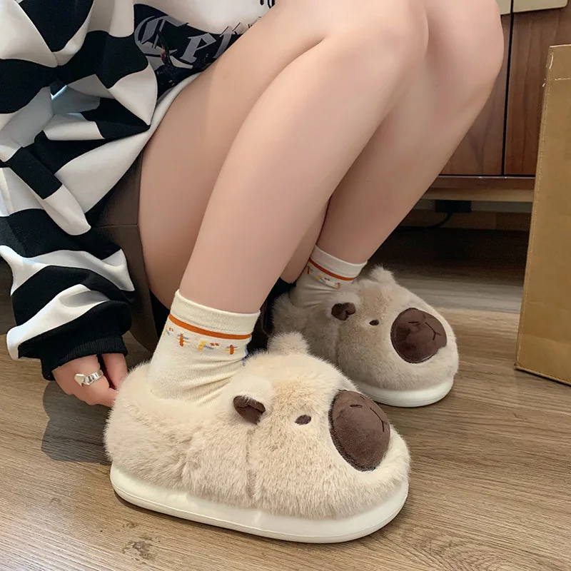 Hairy Cotton Slippers for Women Indoor Home Warmth, Plush Baotou Slippers, Cute Anti Slip Cotton Shoes Zapatos De Mujer Luxury