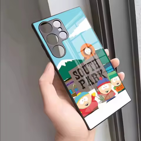P-Park Cartoon S-South Phone Case For S24 Ultra Samsung S23 Fe S22 S20 S21 Plus Galaxy A54 A34 A24 A53 Note 20 Glass Cover