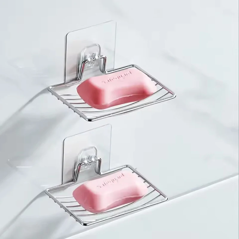 1pc - Stainless Steel Soap Rack, Wall Mounted Soap Rack, Drainage Soap Tray, Simple Soap Storage Rack in Home Bathroom