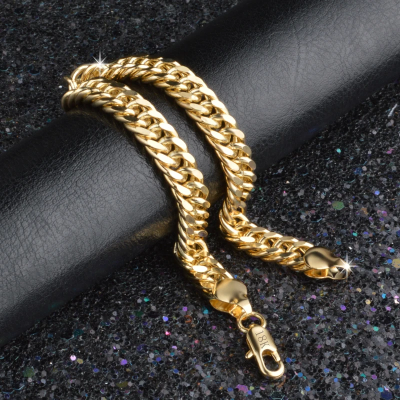 Promotion Elegant Mens Chain Bracelets  Gold Coated Fashion Jewelry Wholesale Wristband Hand Bracelets Gift