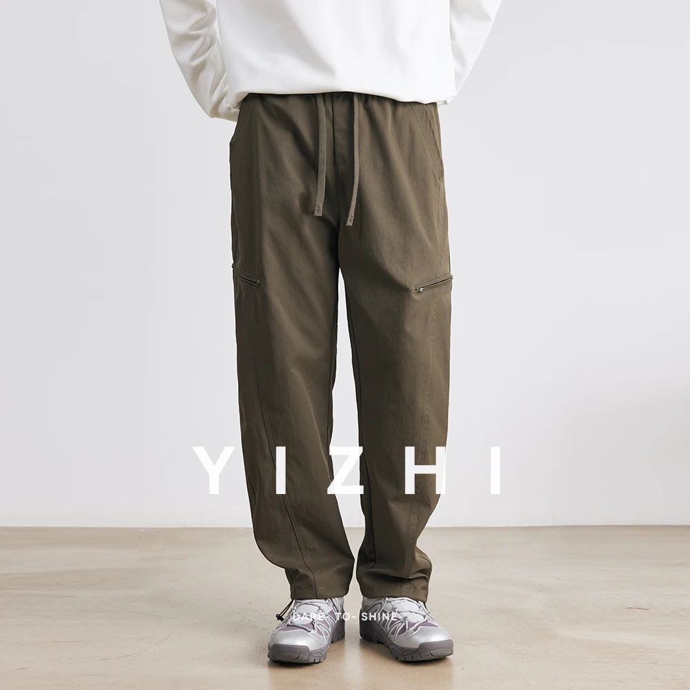 Men's American Overalls Spring and Autumn 2025 New Slim Scimitar Pants All-match Drawstring Casual Pants Wide-leg Pants