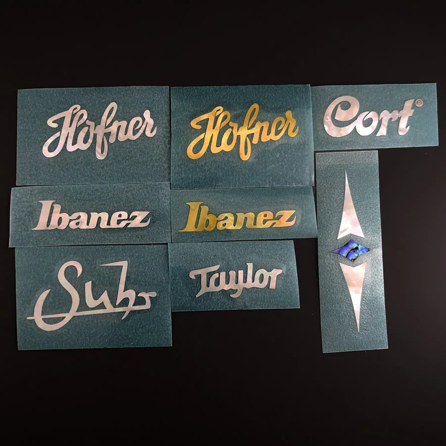 Calcomanía con Logotipo de Guitarra Shr Ibnz Hofner Cort Tylr de 0.1 mm de Grosor, Blanco o Dorado con Madreperla