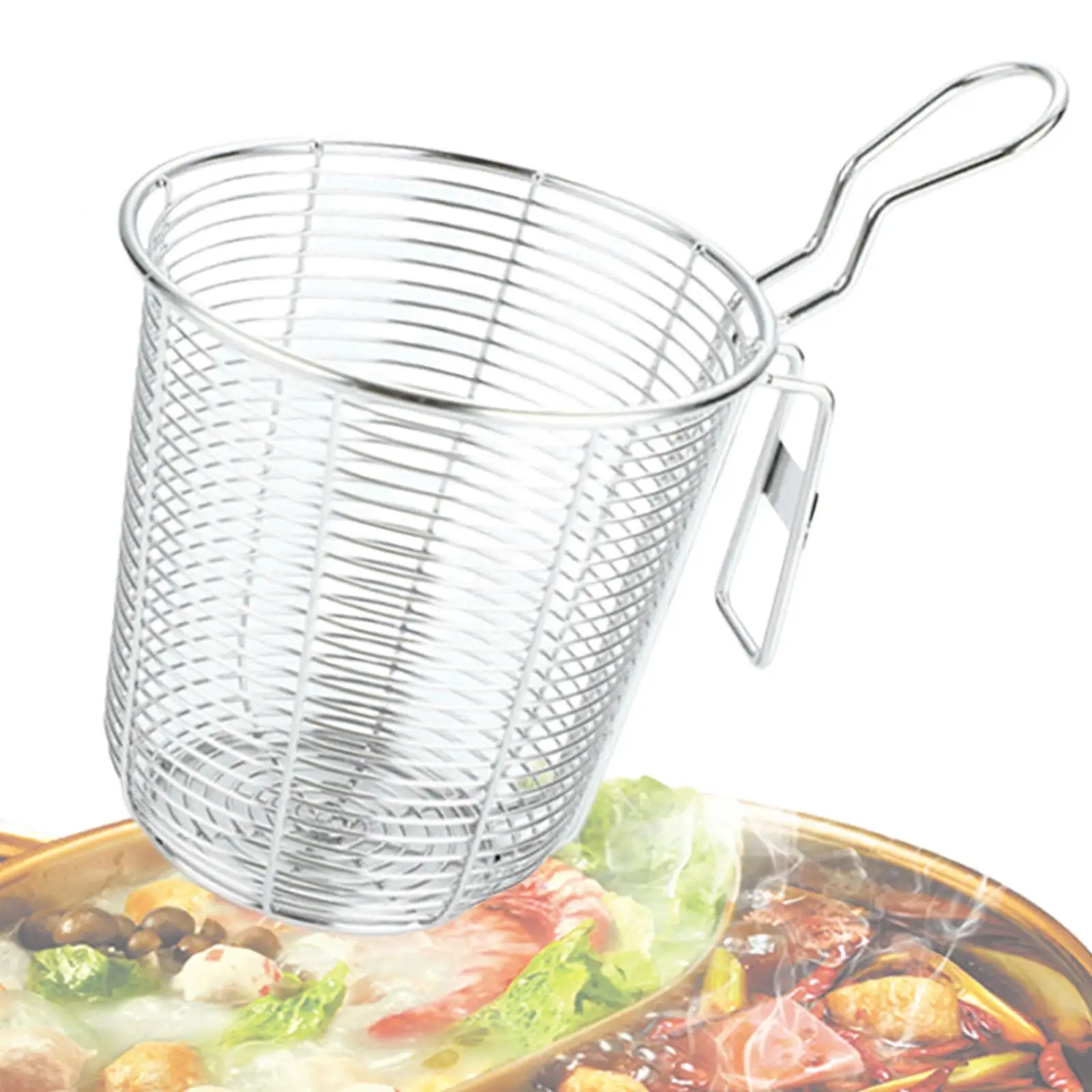 Cesta para freír fideos coladores cesta para Pasta cesta para freír de malla de alambre para Pasta patatas fritas Ramen fideos Spaghetti Camping