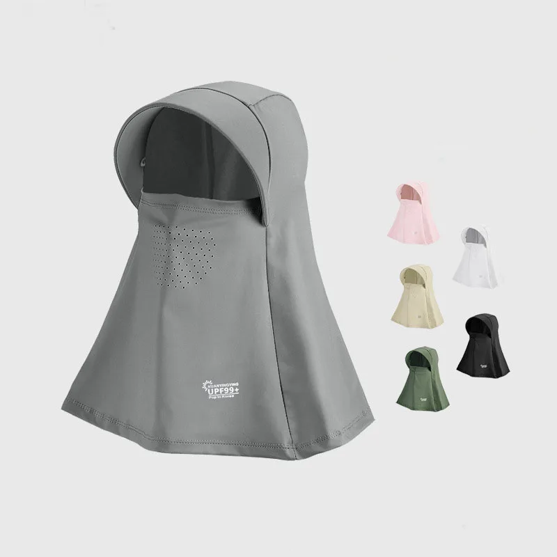 Summer Ice Silk UV Protection Hat With Mask and Neck Cover Integrated Sun Hat for Outdoor Cycling Face Protection Sun Hat