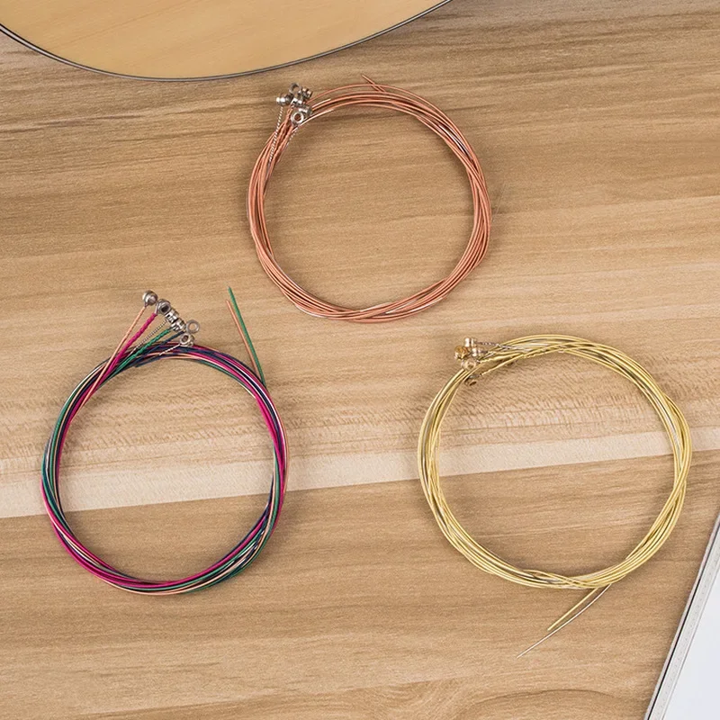 6pcs/set Universal Acoustic Guitar String Brass Hexagonal Steel Core Strings For Musical Instruments Guitars Strings Guitar Part