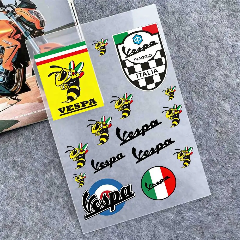 

For VESPA Motorcycle Reflective Stickers Waterproof Decals For Helmet Scooter Fuel Tank Toolbox Racing