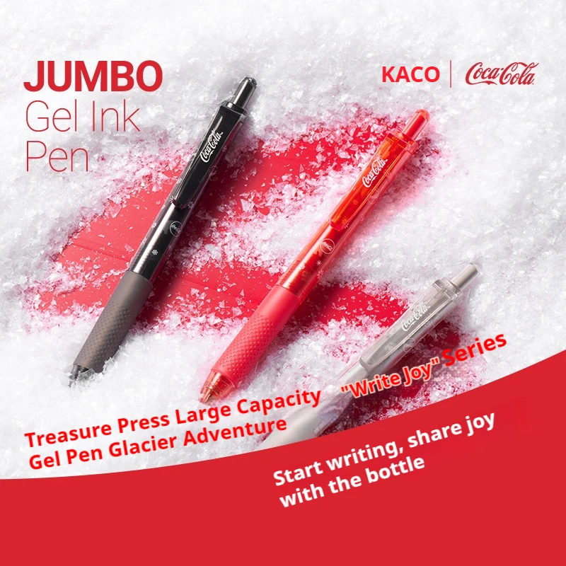 KACO JUMBO 1800M Gel Ink Pen Set Coca Cola Licensed Quick Dry Dual Ball ST Tip Smooth Write Exam Pens Notes Gift Study Supplies