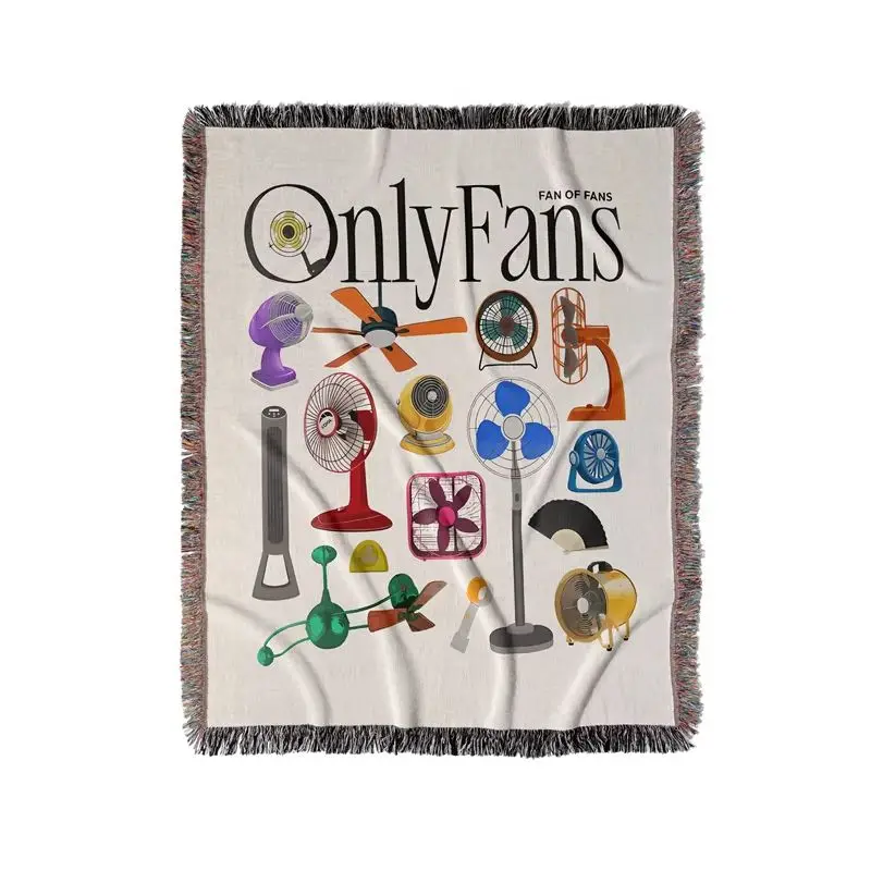 Gaslight Gatekeep Girlboss Only Fan Set Funny Ventilators and Fans Jacquard Fringed Woven Throw Blanket with Tassel
