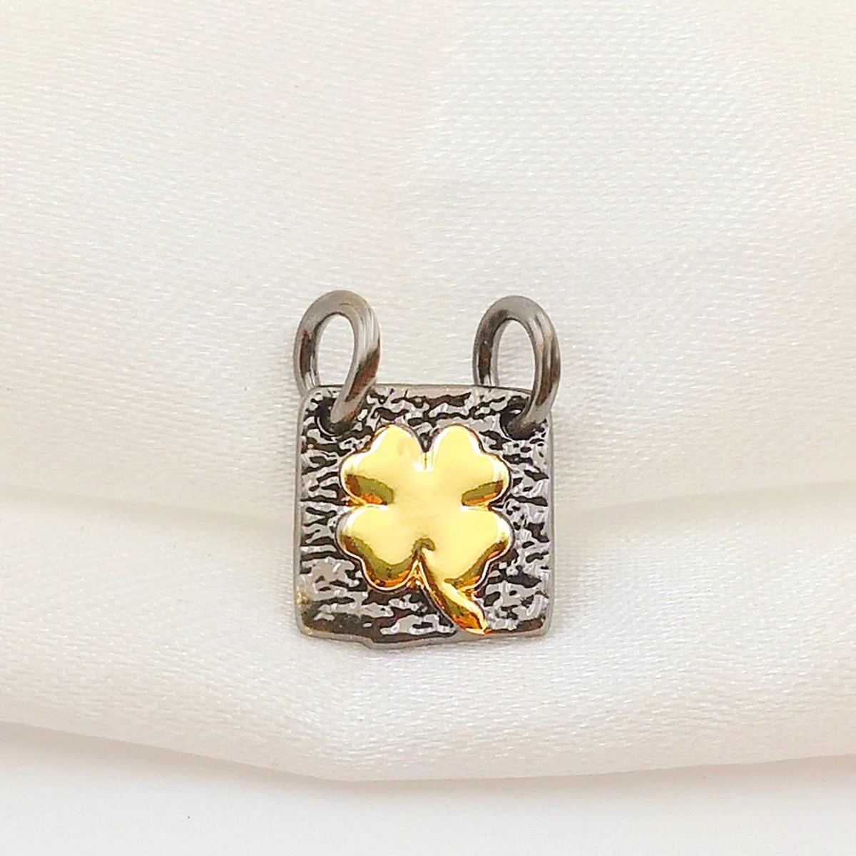 Gold Plated Sun Boy Girl Four-Leaf Clover Square Charms for DIY Jewelry Making Grey Star Heart Pendant Christmas Gifts Jewelry