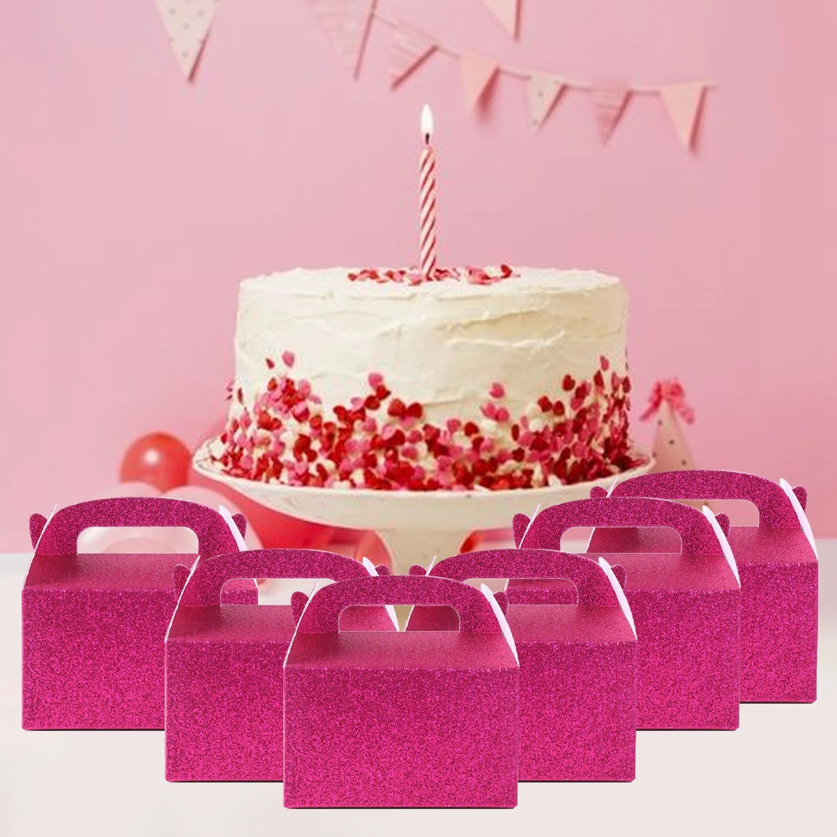 Pink Princess Candy Boxes for Girls Birthday Party Favor Gift Boxes Birthday Packaging Box Treat Bag Kids Party Decorations