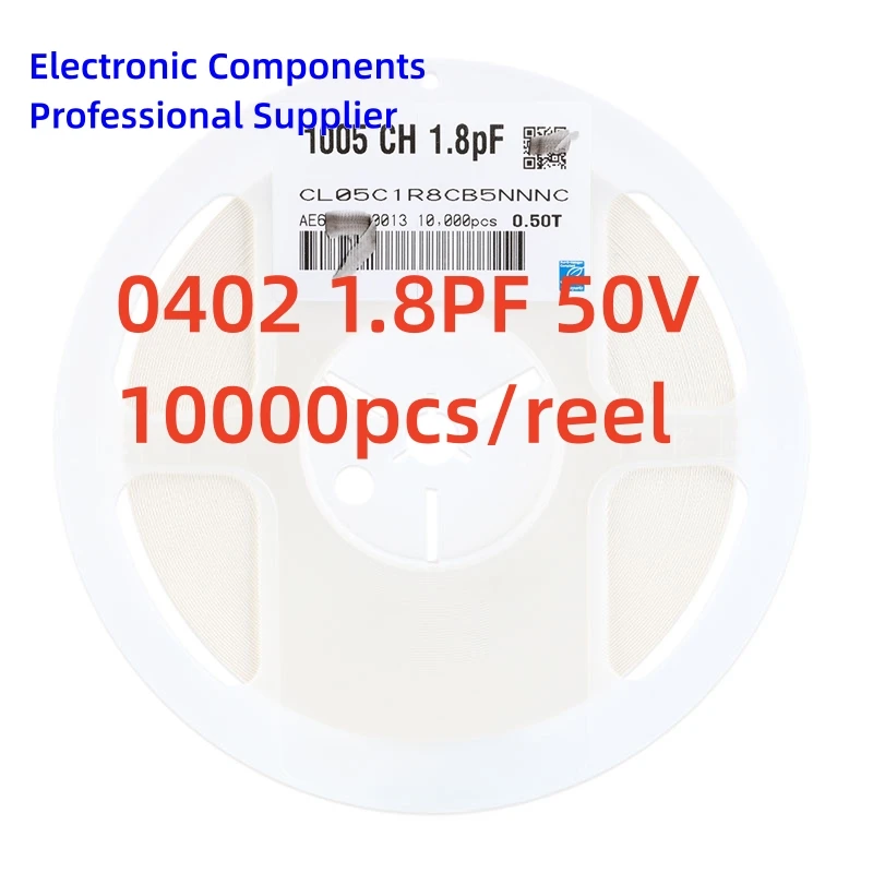 

10000PCS/reel 0402 SMD capacitor 1.8PF(1R8) 50V NPO COG CL05C1R8CB5NNNC NEW and original CC0402BRNPO9BN1R8 GCM1555C1H1R8BA16D