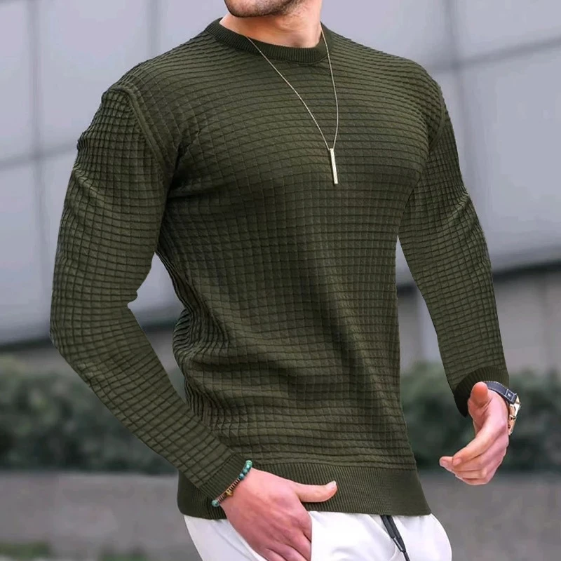 New Fashion Men\'s Casual Long sleeve Slim Fit Basic Knitted Sweater Pullover Male Round Collar Autumn Winter Tops Cotton T-shirt