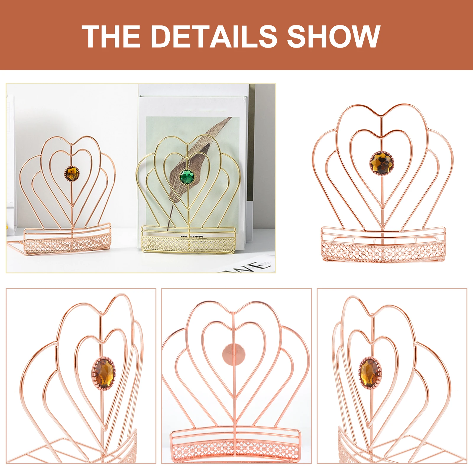 Iron Bookends Book Stand Desktop Bookshelf Smooth Design Retro Style Organize Books Easily Long Term Use Home Decor