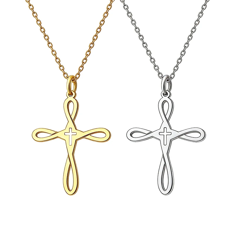Katholische vergoldete hohle Leidenschaft Kreuz Anhänger Halskette für Frauen Edelstahl christlichen Schmuck