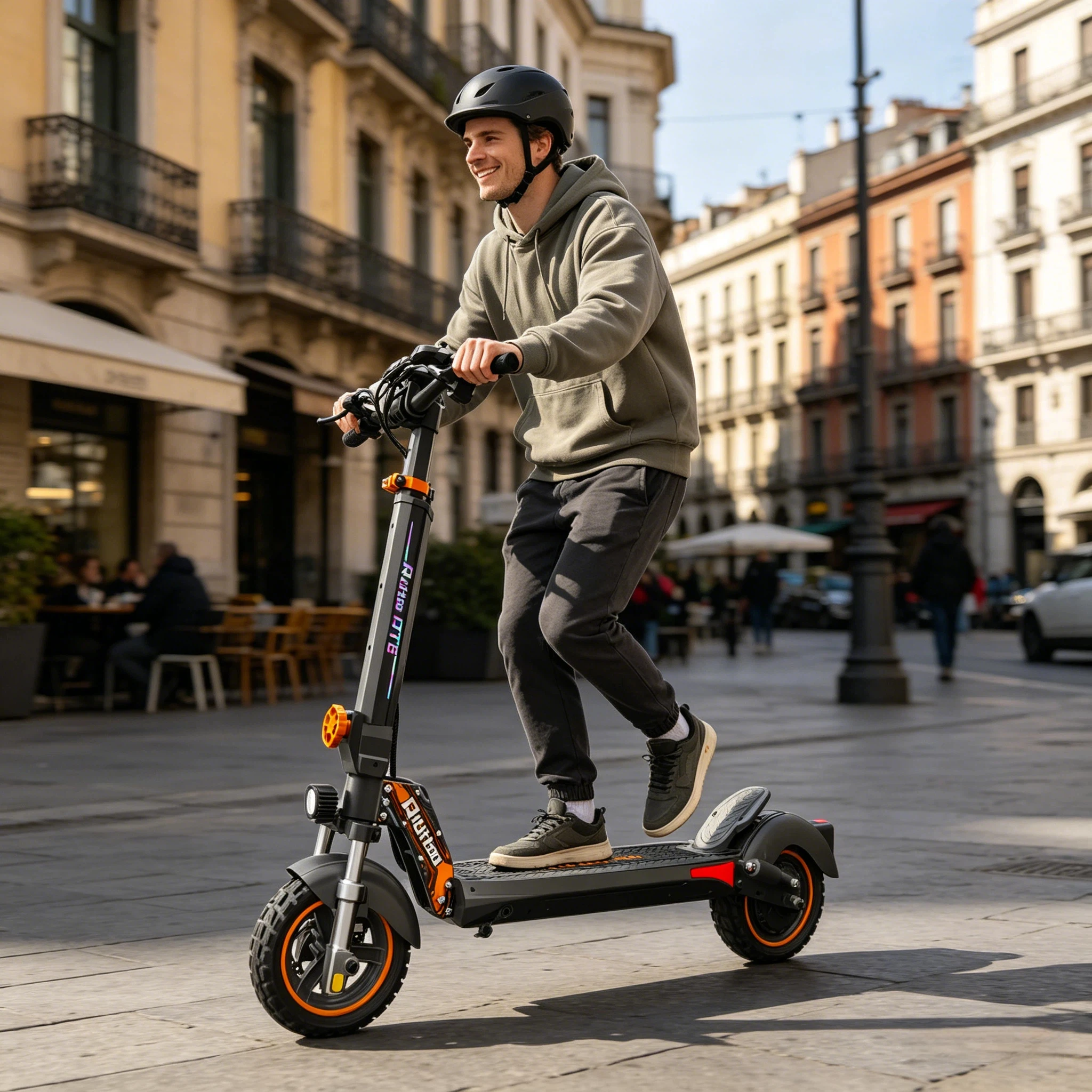 Adult electric scooter, 800W motor, 48V 18.2AH battery, 55km range, 10-inch off-road tires, foldable, LED display, disc brakes - view 2