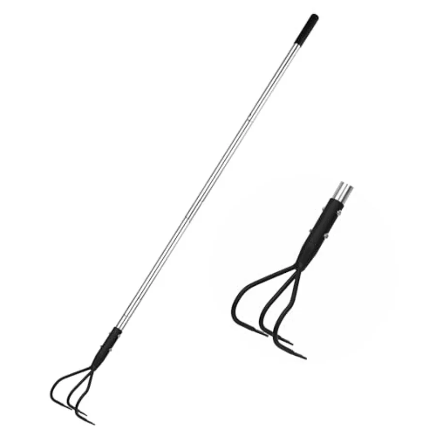 

3-Tine Long Handle Tiller, Garden Cultivator with 55"-15.5" Adjustable Handle, for Loosening Soil, Tilling, Weeding and Fertili