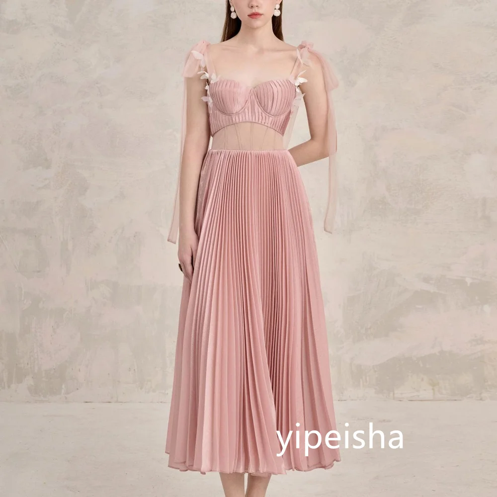 Sexy Chiffon A-line Sweetheart Midi Dresses Prom Dresses Classic Exquisite Modern Style Pastrol Unisex Chinese Style Formal