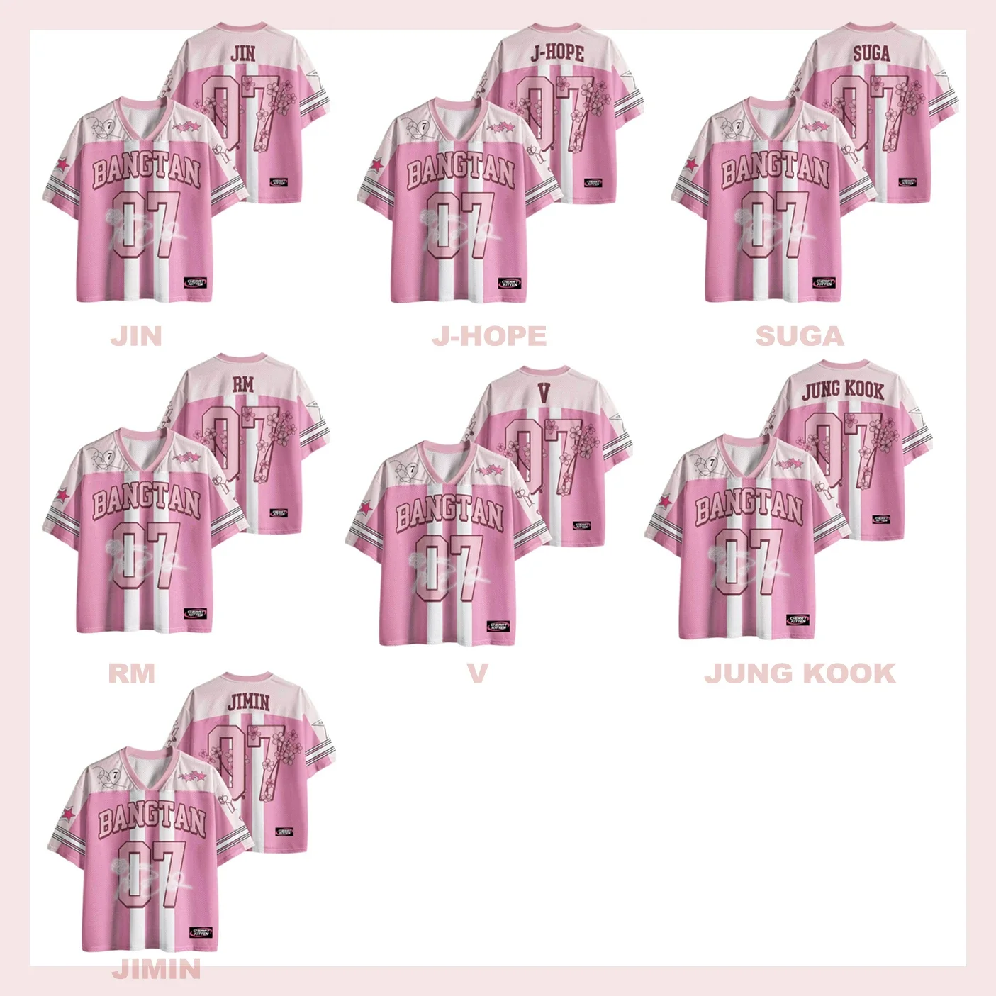 2026 Kpop BTS Pink Cherry Blossom Shirt, Arirang Konzert 3D-Druck T-Shirt, Eltern-Kind Mode Street-Style T-Shirt, Fan-Geschenk – Detail 3