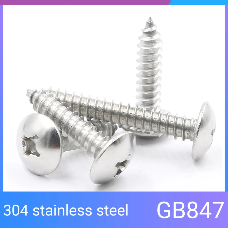 10~50pcs Phillips Recessed Truss Head Self-tapping Cross Mushroom Head Wood Screws length:6-50mm M3 M4 M5 M6 304 Stainless Steel