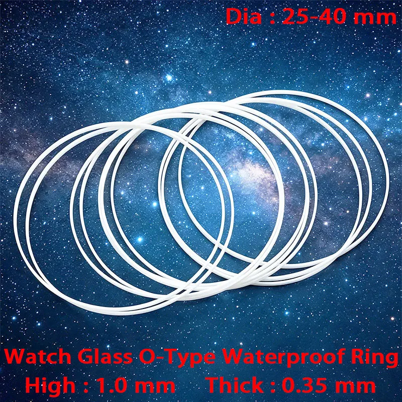 2/5 PCS High 1.0mm Thick 0.35mm Watch Glass Waterproof Gaskets Dia 25-40mm O-Ring Watch Glass Waterproof Ring Replace Parts
