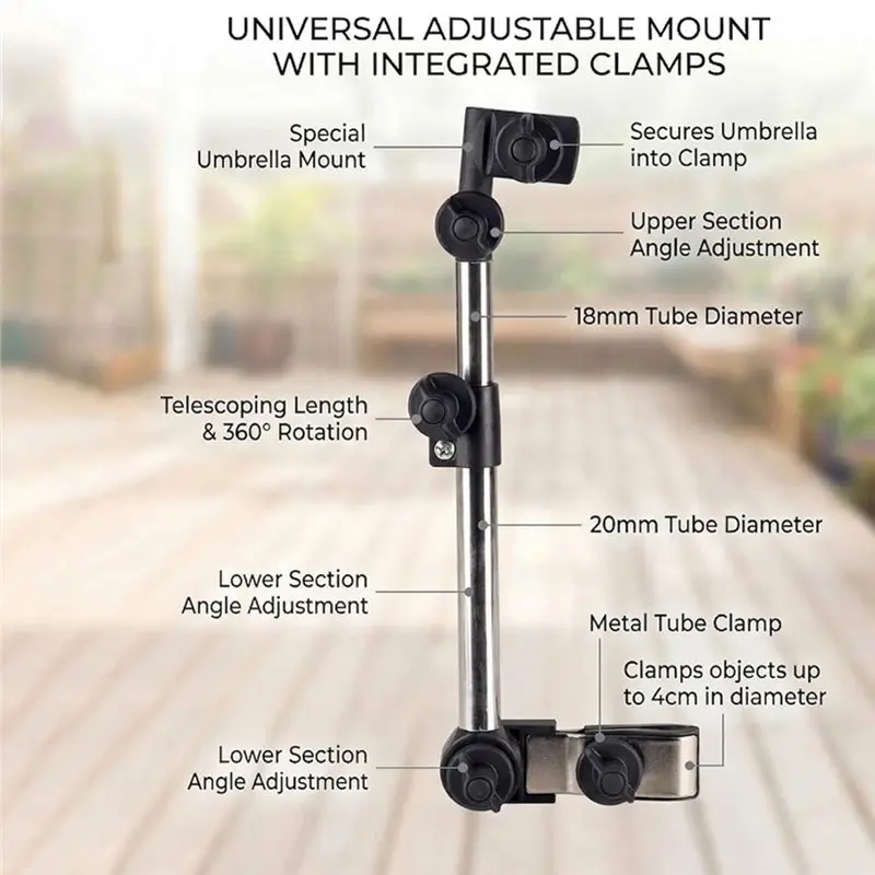 BEDW-Universal 360° Adjustable Umbrella Holder For Chair-For Stroller, Beach For Chair- Scalable Design
